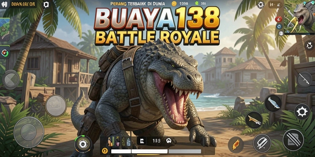 Tampilan aksi seru dalam gameplay BUAYA138 Battle Royale.