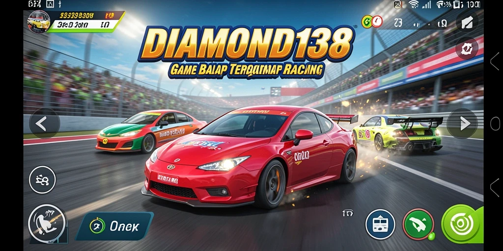 Tampilan gameplay menegangkan dalam DIAMOND138 saat berkompetisi di lintasan balap.