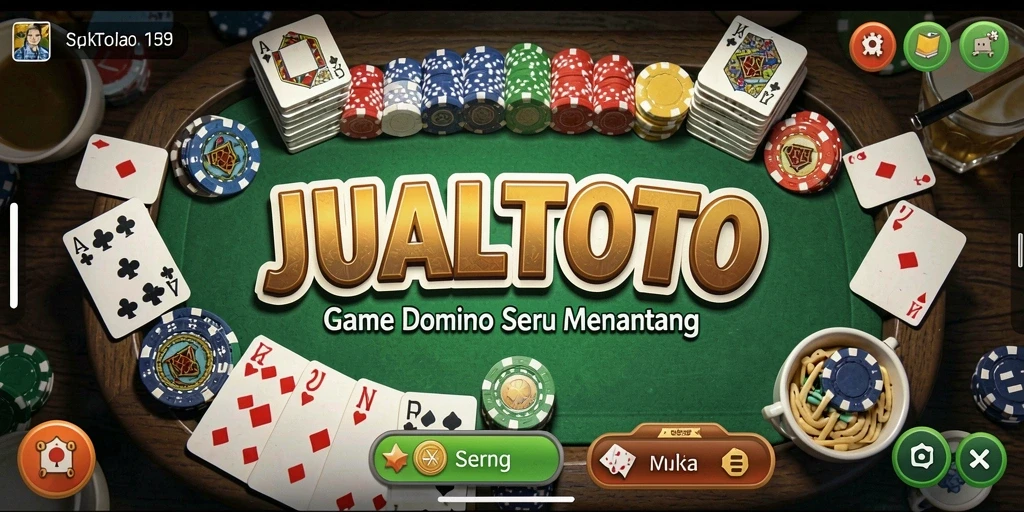 Screenshot JUALTOTO menampilkan pemain berkompetisi dalam permainan Domino yang seru.