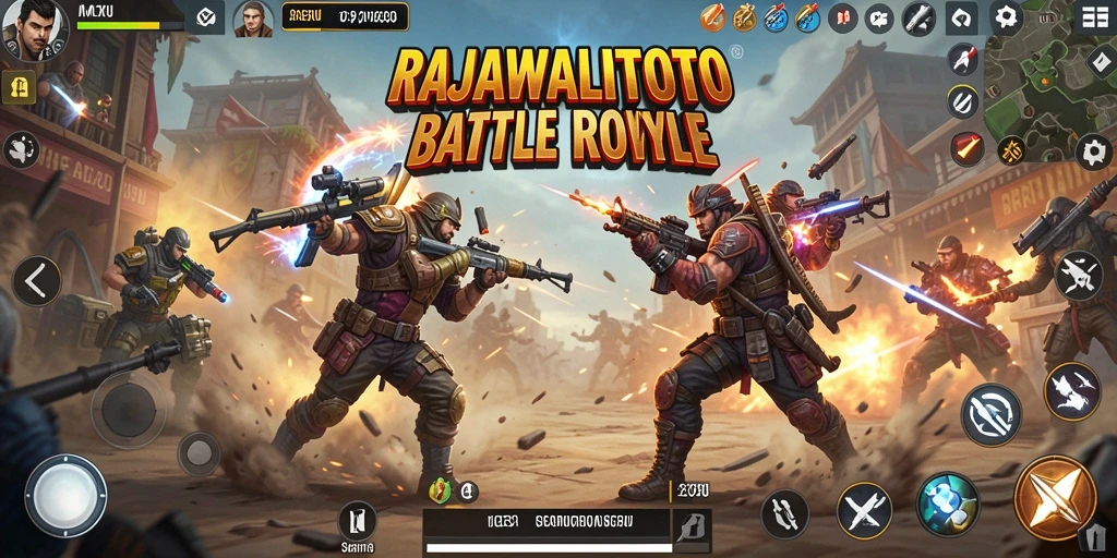 Tangkapan layar dari gameplay seru dalam RAJAWALITOTO di arena Battle Royale.